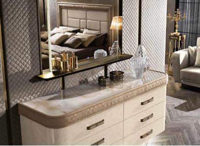 Kommode mit Spiegel Sideboard Kommoden Set Italienische Möbel 2tlg. Schrank Holz